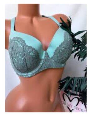 VS Body By Victoria Lined Underwire Perfect Coverage Bra In Mint Green 34D NWOT